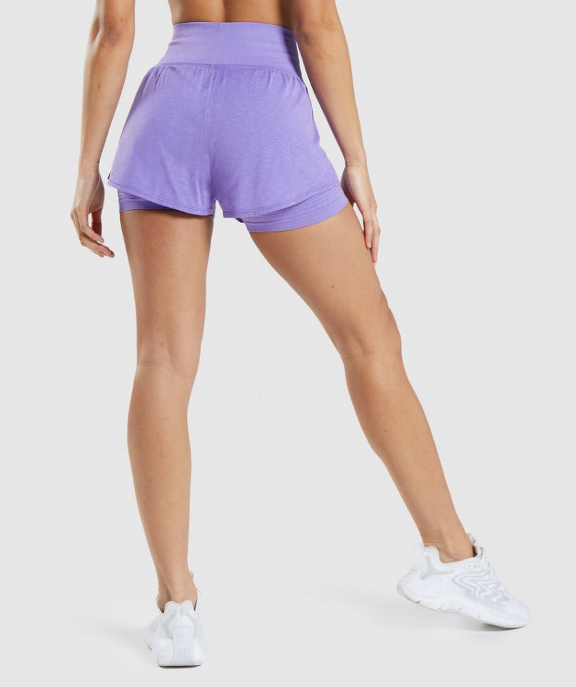 Women's Gymshark Vital Seamless 2.0 2-in-1 Shorts Light Purple | CA 8751A6